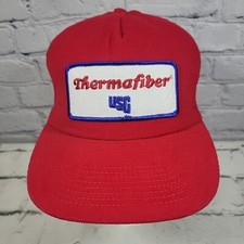 Vintage Corduroy Trucker Hat Mens Thermafiber Red Snapback Foam Cap USA Made