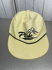 Vintage Trucker Hat Peak Black Yellow Dad Cap Embroidered Mountain USA