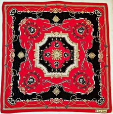 SCIARPA VINTAGE AUTENTICA RENATO BALESTRA ARTE REALE MILITARE SPADA SETA 35" QUADRATA