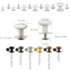 Sam Brown Button Screw Studs Round Head Browne Monk rivets 5 8 9 10 13 mm