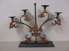 Plutus Brands Metal Candelabra, Detailed with Ornate Scroll Accents