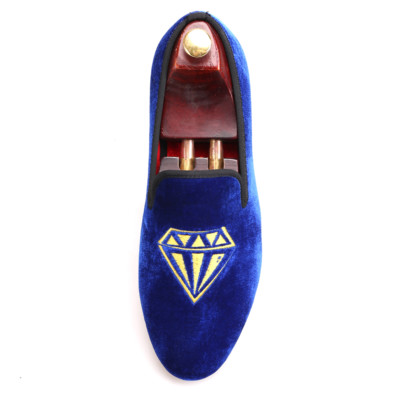 Handmade FERUCCI Men Blue Velvet Slippers loafers with  display picture 2
