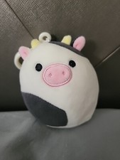 Squishmallows Connor The Cow 3.5" Plush Clip On Keychain, White  Black Cow, NEW
