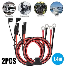2x 1.4m SAE Battery Extension Cable Ring Terminal Connector Wire for Car ATV RV