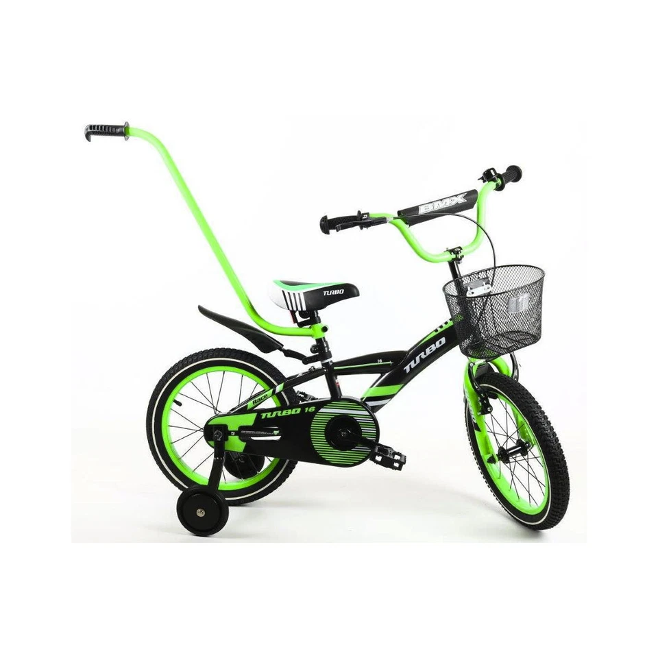 BMX 16 Zoll Kinderfahrrad Kinder Rad Spielrad Fahrrad Bike SCHWARZ/Grün - Bild 3 von 4