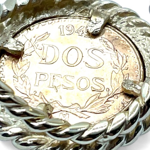 14k Yellow Gold 1945 Dos Pesos Mexican Coin Ring Size 7 (KS1017954) - Picture 7 of 8