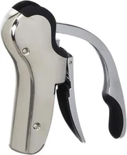 Compact Stainless Steel Wine Opener with Vertical Corkscrew and Foil Cutter