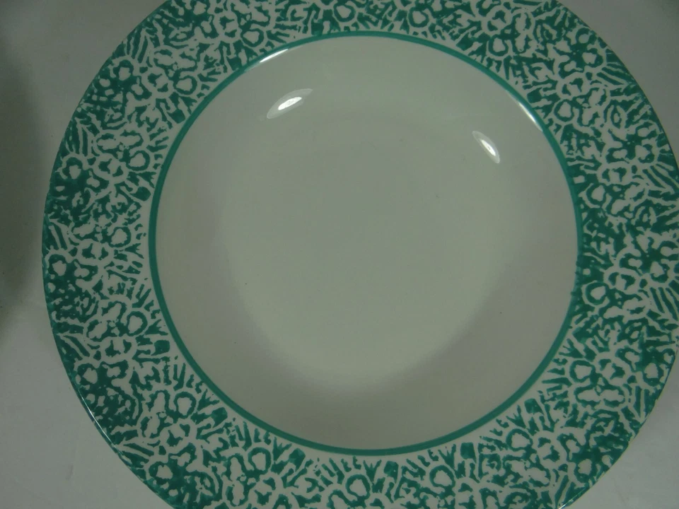 Juego de 4 cuencos de sopa con borde Roma Inc esponja verde hecho en Italia Foto 4 de 4