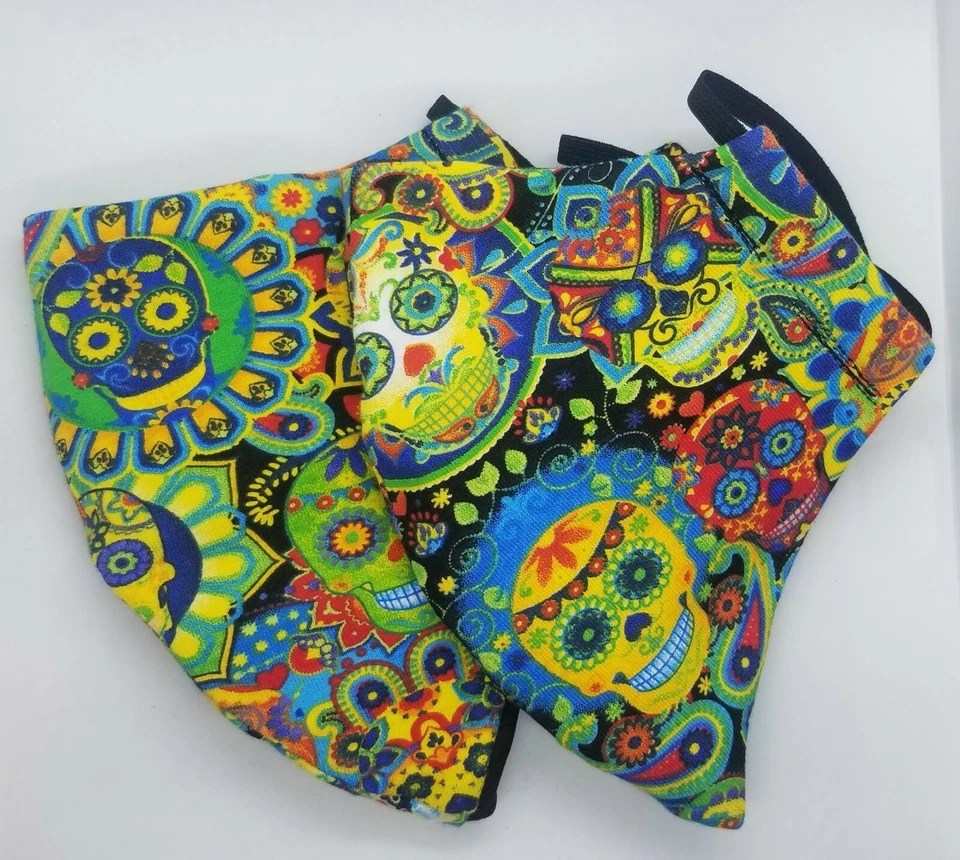 2 Pk-Colorful Dia de los Muertos Version#5 Facemasks - Image 2 of 3