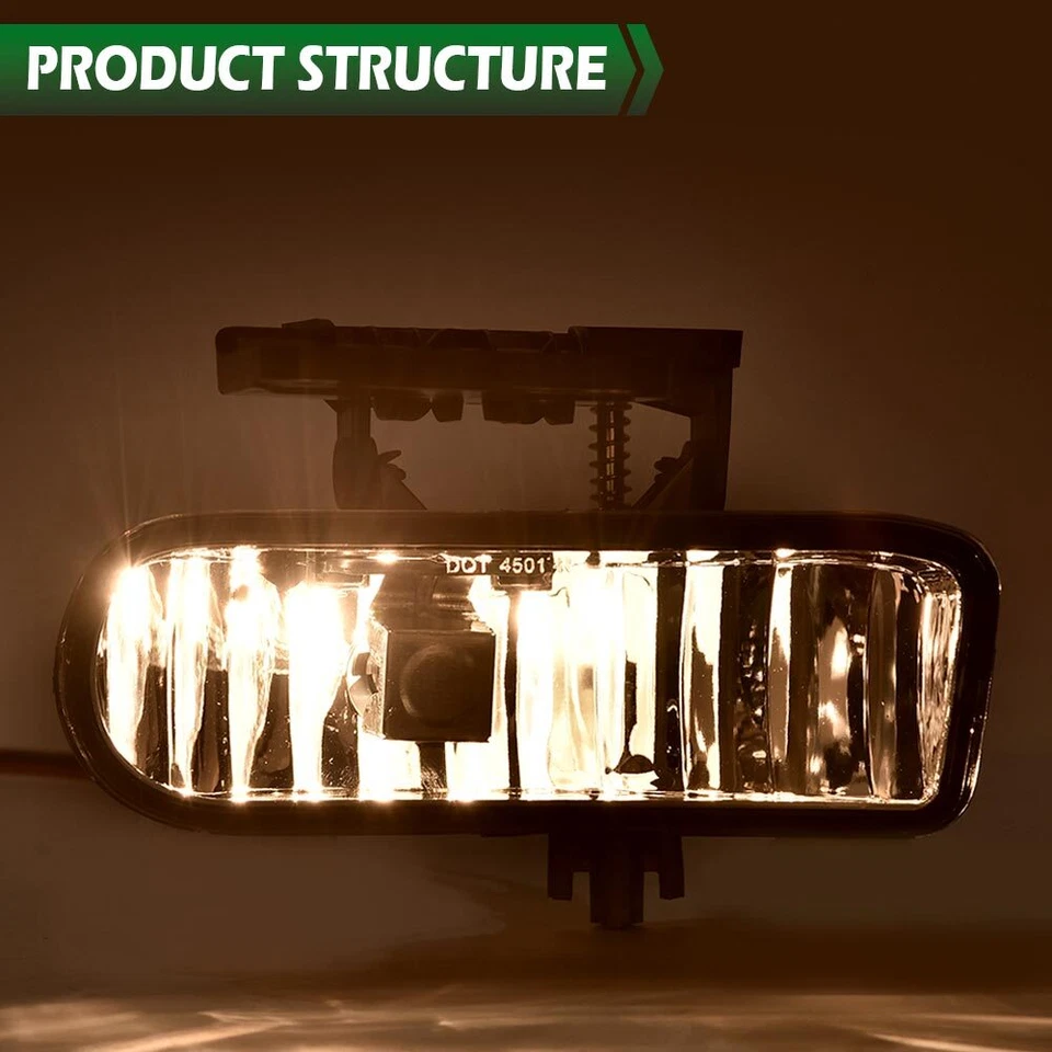 Fit For 99-02 GMC Sierra 00-06 Yukon Smoke Lens Bumper Fog Lights Driving Lamps - Image 4 of 4