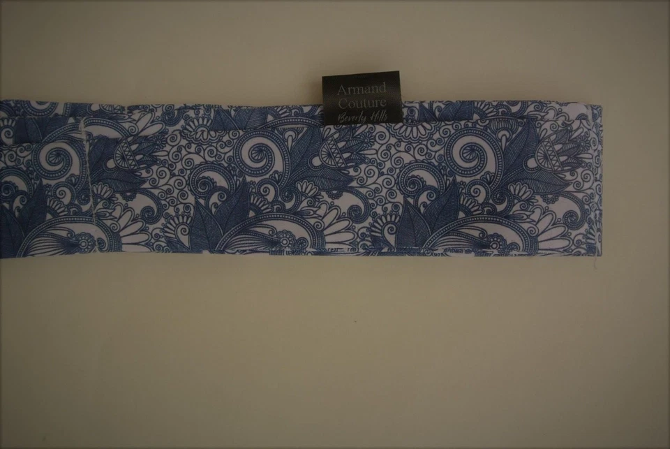 Combo quadrado azul branco floral Ascot gravata bolso mistura de algodão - Imagem 4 de 4