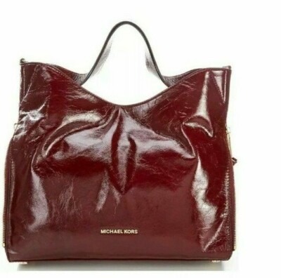 MICHAEL KORS DEVON DARK RED GOLD CALF LEATHER