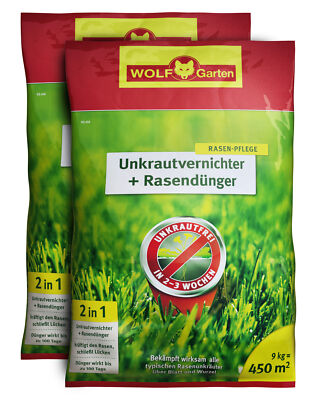 WOLF-Garten SQ 450 Unkrautvernichter plus Rasendünger 2 x 9kg für 900m²
