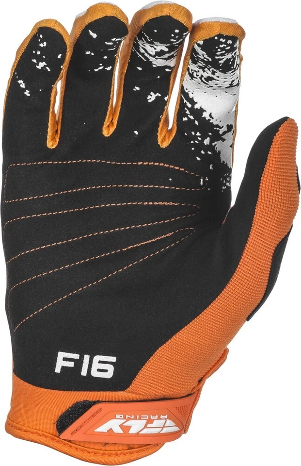 НОВЫЙ FLY ГОНКИ F-16 ПЕРЧАТКИ ОРАНЖЕВЫЙ/БЕЛЫЙ РАЗМЕР 1 Y3XS - МОТОЦИКЛ/ВНЕДОРОЖНИК/КВАДРОЦИКЛ - Изображение 2 из 3