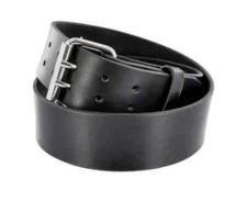 Filson Double Prong Belt New Black 12oz Bridle Leather Brass Buckle D-Ring USA