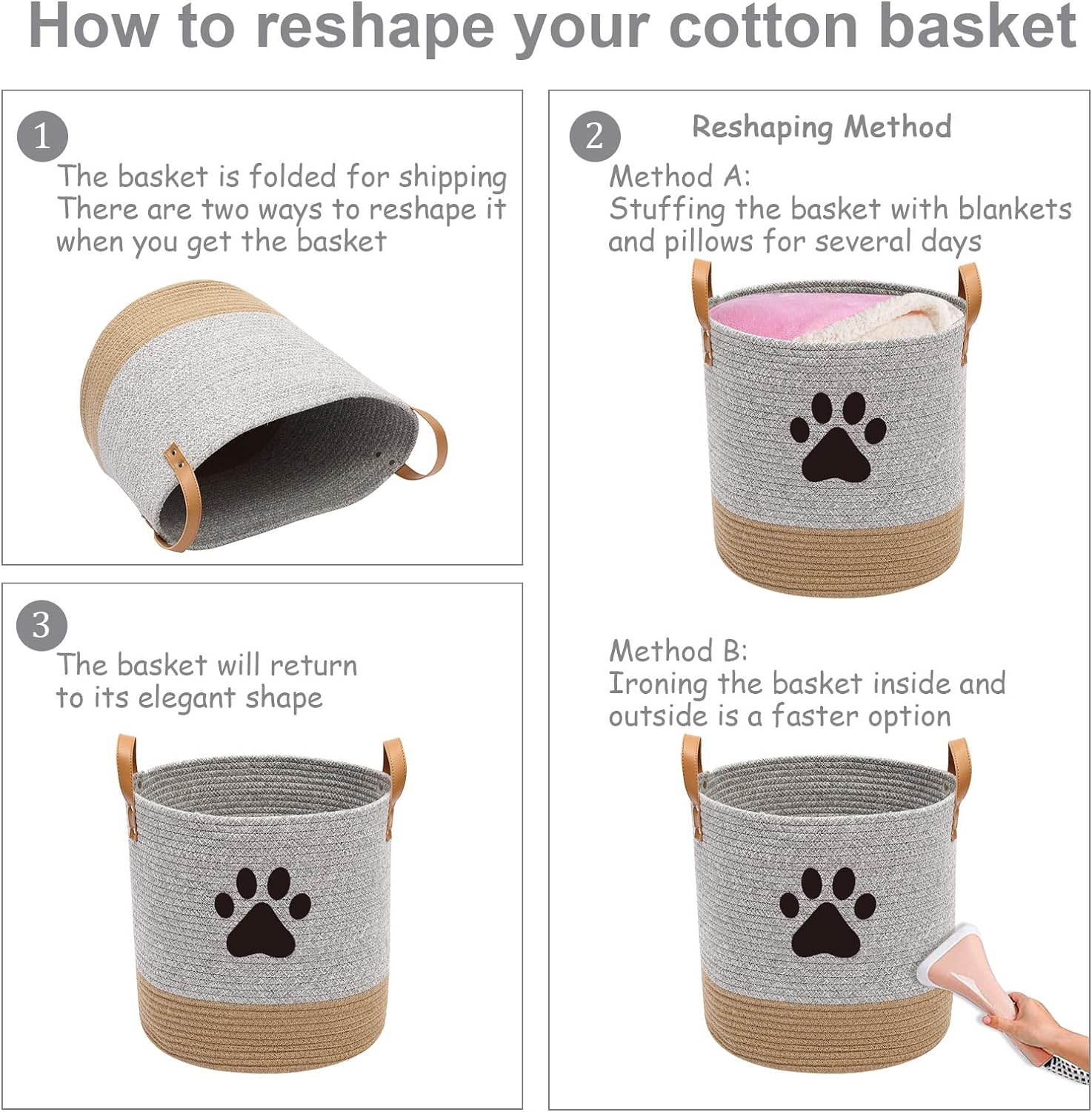 Cotton rope dog toy basket, puppy toy basket, puppy bins, laundry