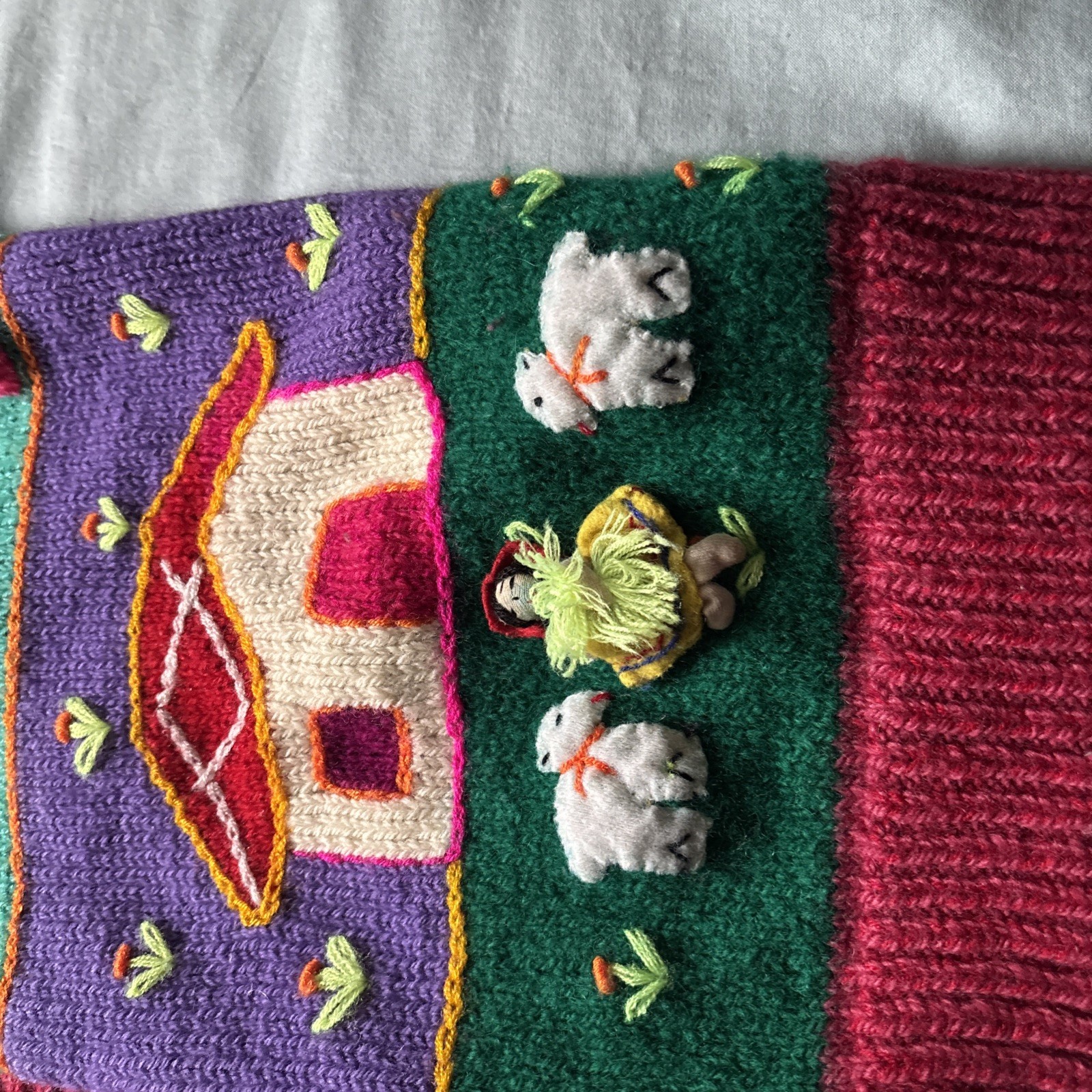 VINTAGE PERUVIAN HAND MADE  BUTTON SWEATER - image 4