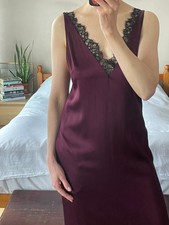 STELLA McCARTNEY burgundy lace-trimmed satin slip dress IT38, UK8/10, US4/6