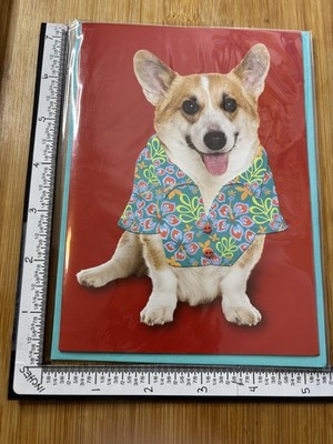 Papyrus Greeting Card Premium NEW Fathers Day Father's Dad Corgi Hawaiian Shirt