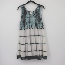 Young Threads Crochet Tank Dress Womens L White Boho Babydoll Hippie Tie Dye