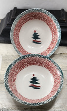 2 VTG Gibson Christmas Star Replacement Spongeware Coupe Bowls 6.25" Retired