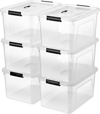 6-Pack 19 Quart Clear Storage Bins with Lids - Stackable Organizing Boxes