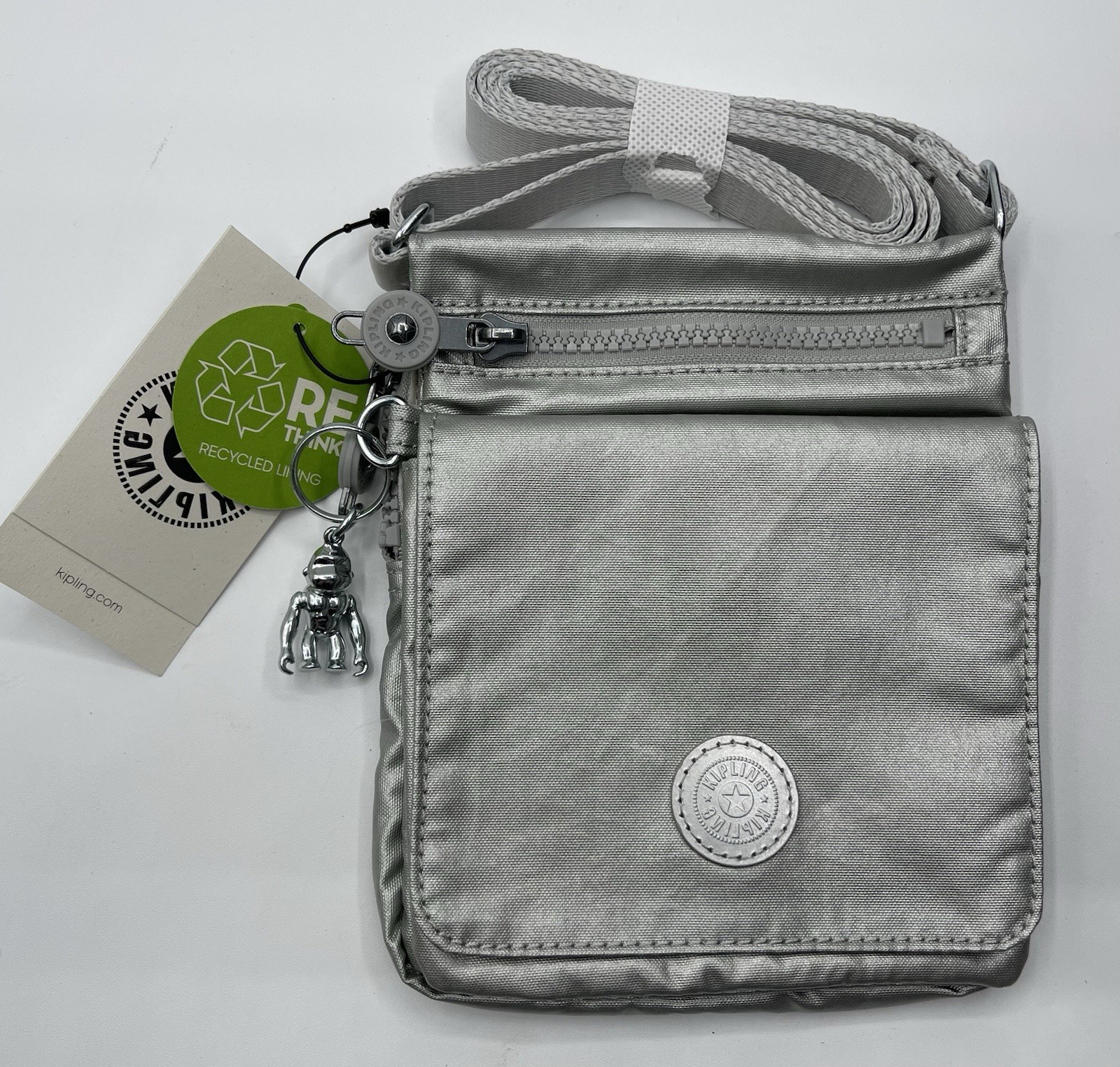 Kipling Eldorado Mini Crossbody Silver Bright Met… - image 1