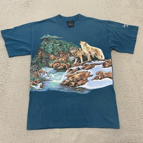 Vintage Ironwood Michigan T-Shirt Gr. M Wolf doppelseitig Einzelnaht Made USA - Bild 1 von 13