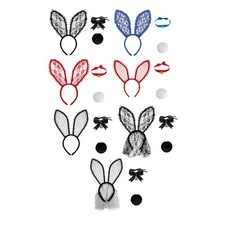 Lace Bunny Ears Headband Costume Set for Dance Outfits Bendable Multipurpose