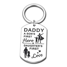 Gifts for Dad Fathers Day Birthday Christmas Keychain Gifts from Son Silver