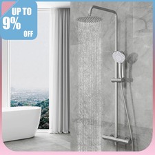 Exposed Thermostatic Shower Mixer Bathroom Twin Head Round Square Bar Set