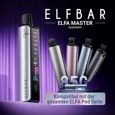 ELF BAR Master Pod System Kit Elfbar 9 18 Watt Akkuanzeige alle Farben Nikotin