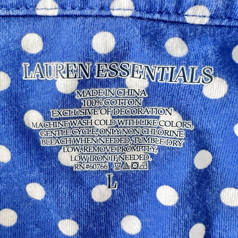 Ralph Lauren Pijama Para Mujer L Algodón L L L L Azul Camisa para Dormir Manga Enrollada Foto 3 de 4