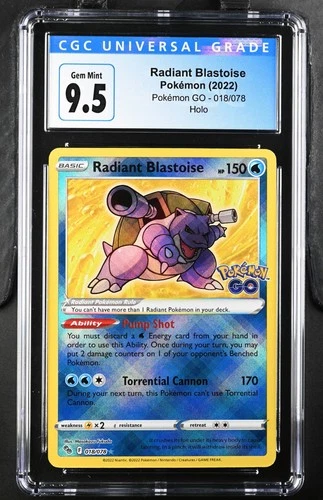 CGC 9.5 Radiant Blastoise Pokemon GO 018/078 HOLO (7029)