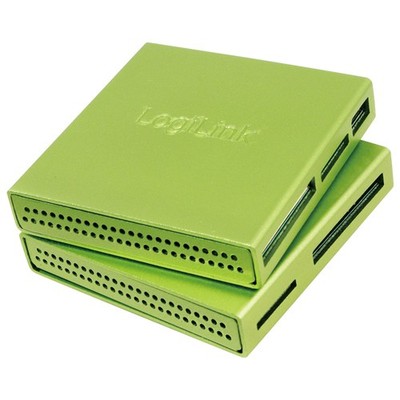 LogiLink USB Cardreader Kartenleser All-in-One Alu grün SD SDHC Micro SD