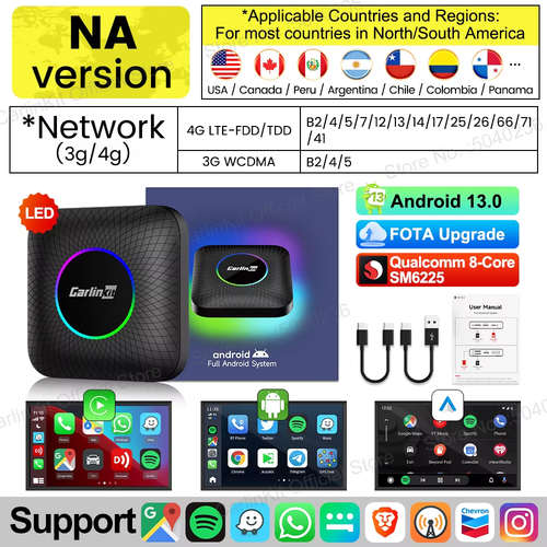 2025 Carlinkit 3 in 1 Android 13 Mini Carplay Ai Box Android Auto Wireless Carpl - Foto 11 di 16