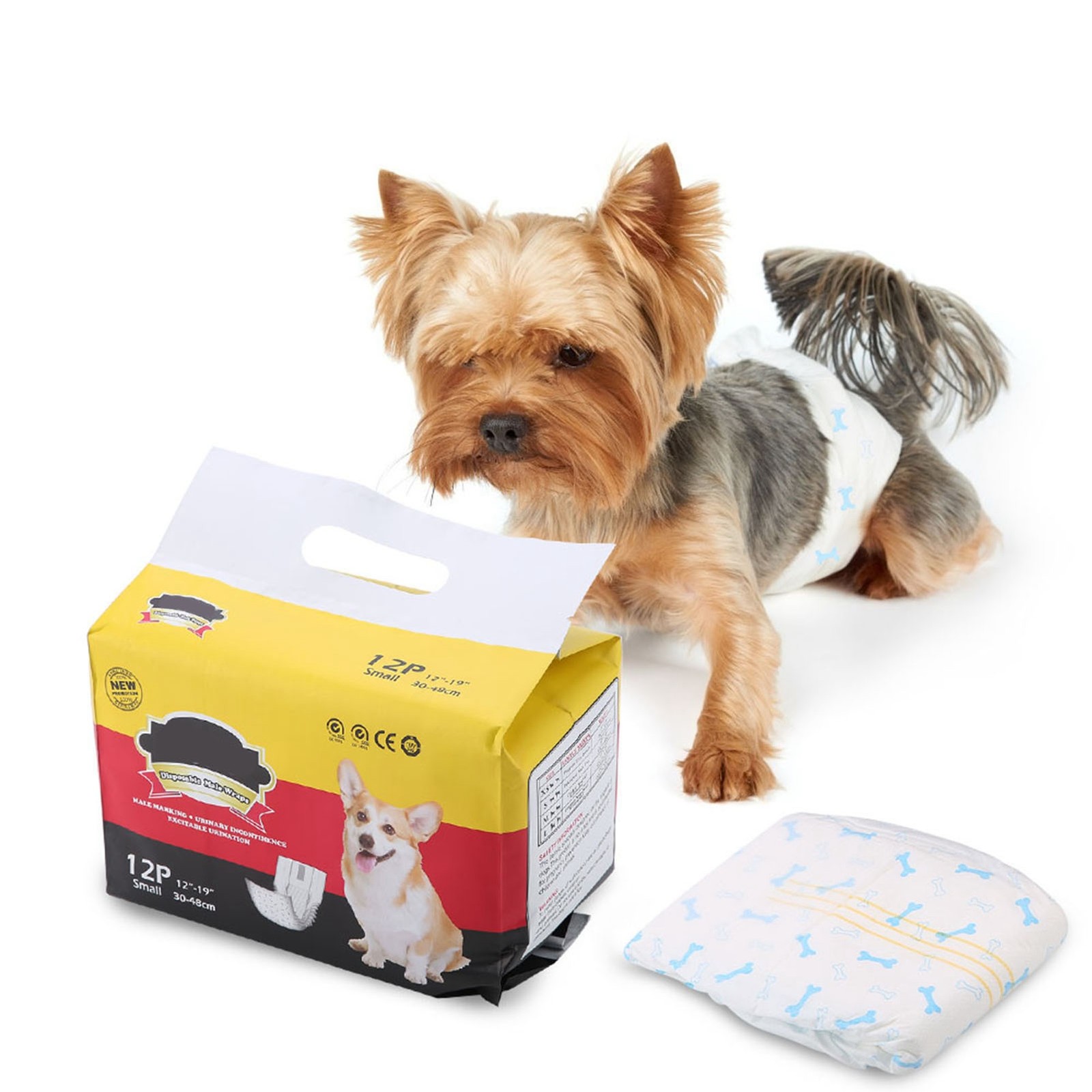 Male Dog Puppy Belly Wraps Diaper Nappy Sanitary Physiological Pants (S)