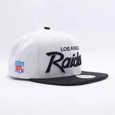 Brand New Snapback Football Cap - NFL Los Angeles Raiders Script White Hat