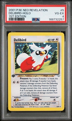 PSA 4 Delibird 05/64 Pokemon 2001 1st Edition Neo Revelation Holo