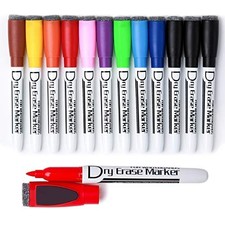 Magnetic Dry Erase Markers with Eraser Low Odor Fine Tip Whiteboard Pens Pack