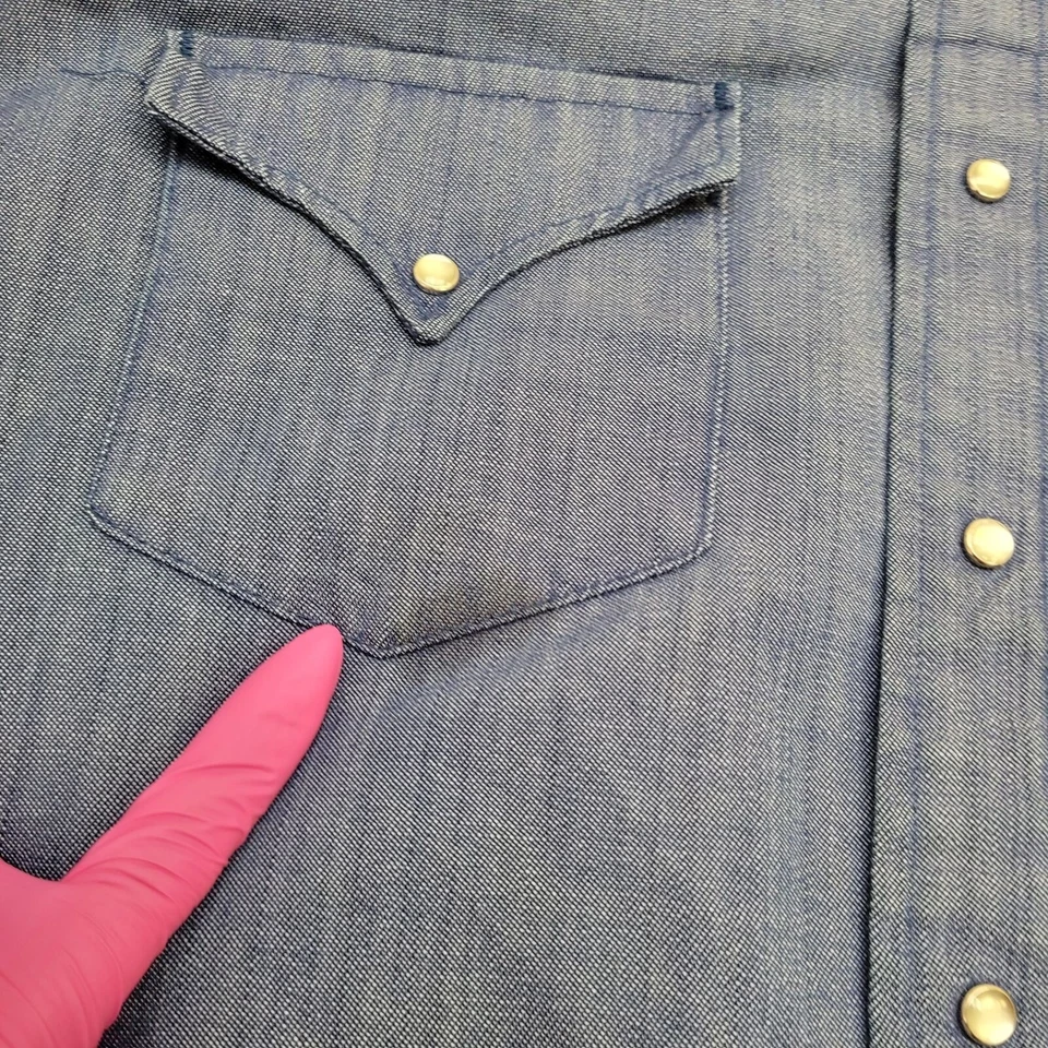 Vintage 80s LEE Button Shirt XL 23x31 Blue - Image 4 of 4