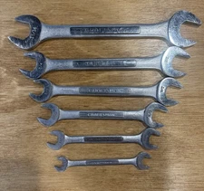 Vintage Craftsman V Series SAE 6pc Double Open End Wrench Set 3/8" - 1" USA