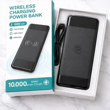 Wireless Charging Power Bank 10,000 mAh USB-C Fast Charge Portable Battery Pack