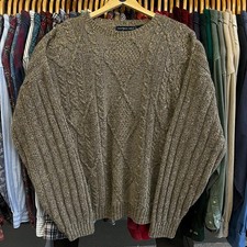 Vintage 90's Northern Isles Knit Fisherman Cotton-Wool Blend Sweater USA Made