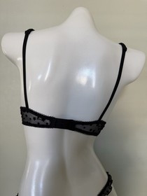Victoria's Secret PINK Wink Push Up Bra & Thong Panty Set Black Stars