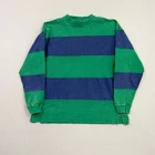 Vintage Gap Striped Mock Neck Long Sleeve Shirt Large Green Blue 90s Stripes
