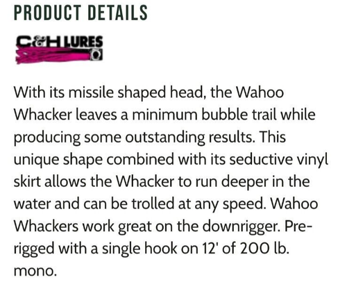 C&H WAHOO WACKER LURE, BLACK/PURPLE-WRCC-18 (CAB RIG) - Picture 2 of 2
