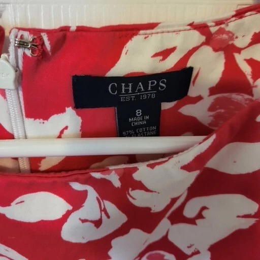 Chaps Floral Midi Sleeveless Dress, Size 8, Pink & White, New w/o Tags Foto 3 de 4
