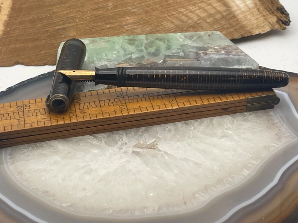 Pluma Estilográfica Vacuática Parker Diamante Azul De Colección (década de 1940) 14 k Nuevo en Caja--2944.24 Foto 3 de 4