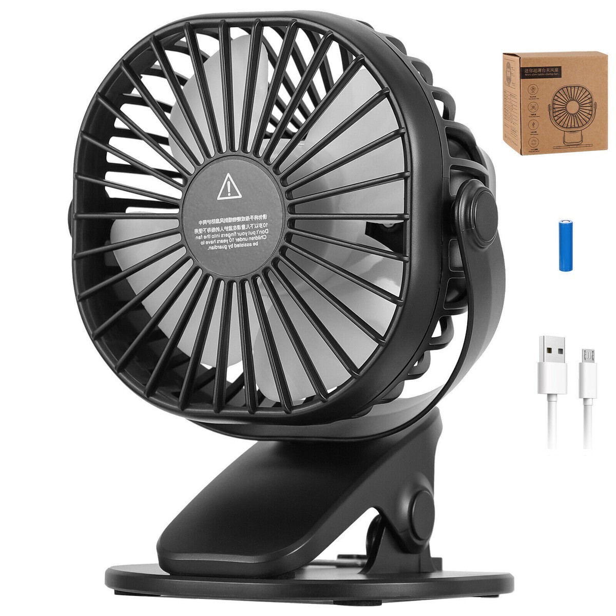 USB Tischventilator Mit Clip & 2800mAh Akku – 3 Geschwindigkeiten, Faltbar, 360° Drehbar, Mit Licht, Für Innen & Außen